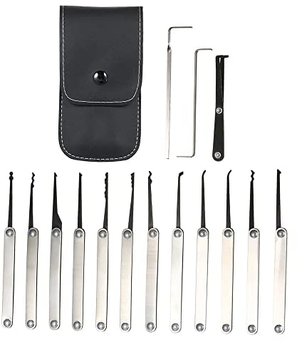 Leepesx Lock Picking Set - 15 Stücke Edelstahl Kit für Praxis und Training - Werkzeug für Schlosser, Anfänger und Profis