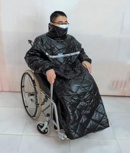 Winter Wheelchair Blanket, Waterproof Windproof Full Body Warm Blanket, Wearable Wheelchair Cosy Cover with Sleeves Rain Cover for Wheelchair Users, Adult Size