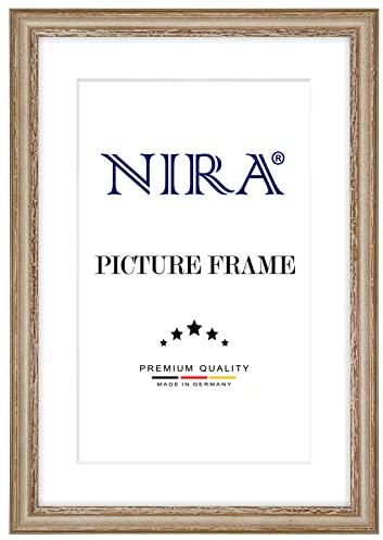 NiRa Massiv Holz Bilderrahmen Landhaus 70 x 100 cm in Beige | Farbe und Größe wählbar | Rahmen für Poster | Puzzle | Foto collage HD084