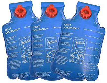 LOWENERGIE Toilet Water Saving Device Cistern Tank Bag Bank Flush Insert Dual Clip Hook (3 Pack)