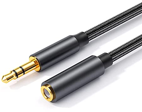 luoshaPUCY Cable Audio Alargador Extensión 5m, Jack Audio Estéreo 3,5 mm Macho a Hembra Cable de Extensión 3,5mm Jack para Extender Cables de Auriculares(Negro)