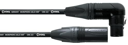 CORDIAL - CPM0.5FRM - Cable de micrófono con XLR hembra acodado, XLR macho recto, 0,5 m, conectores NEUTRIK, Select
