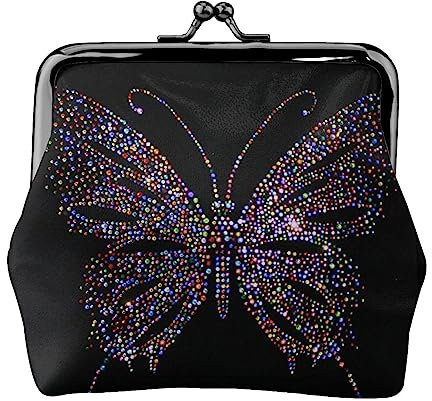 Porte-monnaie en cuir avec strass et papillon - Noir - Taille unique - Tendance, Noir , Taille unique, Mode