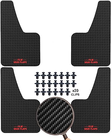 XUKEY 4 pz Universale Parafanghi 36x21cm nero per Auto SUV Van Hatchback UTV ATV Anteriore Posteriore Fango Flaps Paraspruzzi Parafanghi con Hardware (R.S MUD Flaps-Lettera)
