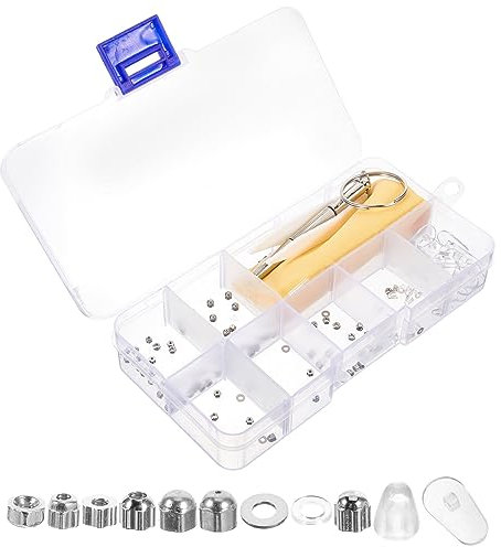 1set Glasses Repair Kit with Screws Complete Eyeglass Replacement Nuts Sunglasses and Eyewear Travel-friendly Storage Box Metal Nuts for Assembly and Repair