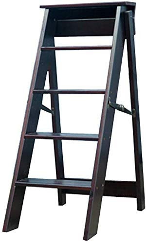 KAZUP 5-Stufen-Tritthocker, Holztreppenstuhl, zusammenklappbarer tragbarer Leiter-Hochhocker, Multifunktionshaushalt, 3 Farben (Farbe, B),B (Farbe: Weiß)