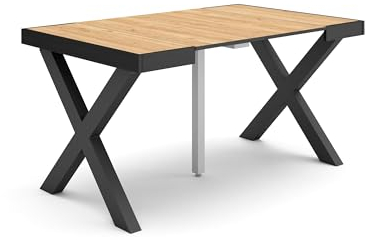 Skraut Home | Table Console Extensible | Console Meuble | 140 | pour 6 Personnes | Pieds Bois Massif | Style Moderne | Chêne