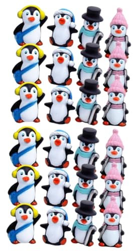 TOYANDONA 24 STK Winter-Pinguin-Ornament Pinguinfiguren Pinguin Weihnachtsschmuck Taschen-Pinguin Minifiguren Pummelige Pinguine Mini-Figuren Weihnachtsdekoration Weihnachten Geschenk Vinyl