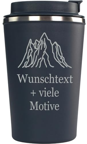 Kaffeebecher to go petrol mit Name, Spruch, Motiv - personalisierter Edelstahlbecher 0,35 l, Kaffee und Tee unterwegs, individuelles Geschenk für Lieblingsmenschen, Mehrwegbecher