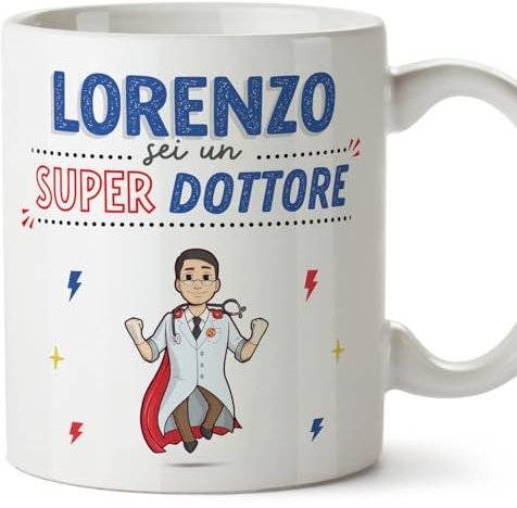 Mugffins Tazza Personalizzata in ceramica per DOTTORE uomo 11 oz / 350 ml - In italiano - Sei Super! - Idea regalo per compleanno, anniversario, natale, laurea