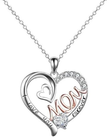 HAISWET Heart Necklace 925 Sterling Silver Necklace Pendant for Mom Mum Mothers Day Jewelry Rose Gold Colr