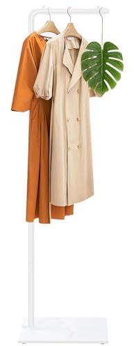 OUTBROS Porte-manteau sur Pied, Portemanteaux Moderne et Minimaliste, Base en Marbre, Pour Porche, Vetement, Portemanteaux Pour Entrée, 39 x 26 x 180 cm, Blanc