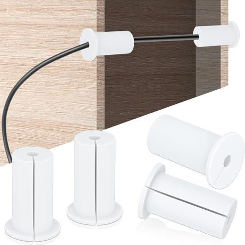 Yunir Passacavo Ethernet, Kit di Instradamento Cavi Portatile in Gomma per Foro a Parete 4 Pezzi 1 Pollice, per Organizzare Cavi con Un Diametro di 7 Mm o Inferiore (White)