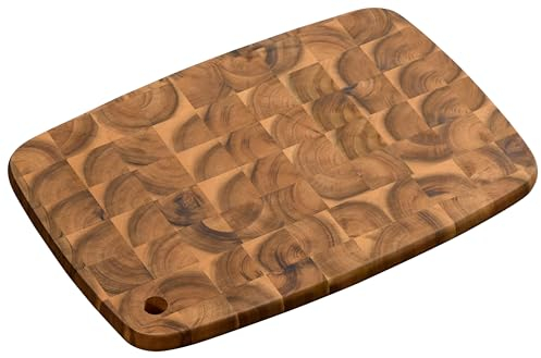 KESPER | Profi-Schneidbrett mit Aufhängeloch, Material: Akazienholz (Stirnholz), Maße: 40 x 28 x 2 cm, Farbe: Braun, Natur | 28153