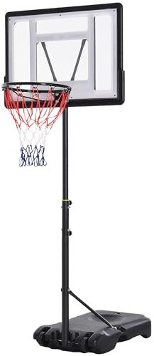 HOMCOM 5-7FT Height Adjustable Basketball Hoop and Stand, Freestanding Portable Basketball Hoop System with Fillable Base, Wheels, for Teens, Juniors, Adults, 1.55-2.1m