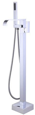 Robinet Mitigeur de Baignoire Mitigeur de Baignoire Sur Pied avec Douche Chromé 2 Fonctions Laiton Rotation 360° Mitigeur de Bain Douche Sur Pied Robinet de Baignoire Sur Pied Chromé