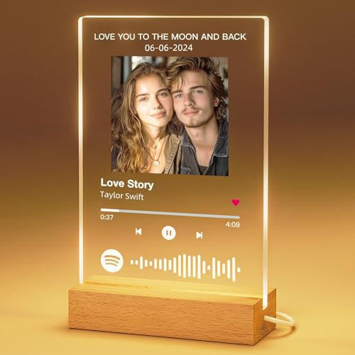 witfox Placa Spotify Personalizada con Luz - Placa Spotify con Foto&Code&Texto&Fecha;Regalo de Cumpleaños Original, Regalos Pareja, Aniversario, San Valentín,Día del Padre, Día de la Madre-15x22cm