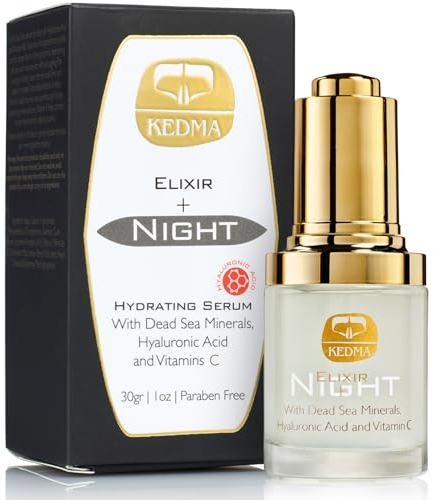 Kedma - Elixir-Nachtserum angereichert mit Hyaluronsäure und Vitamin C - Feuchtigkeitsspendend und Regenerierend - 30g