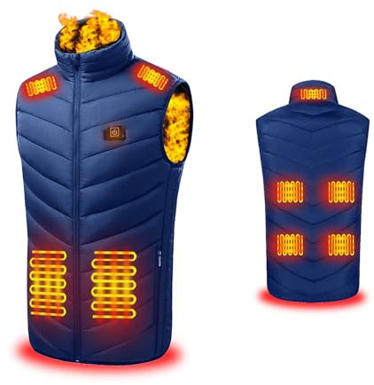 Yarvoney Veste Chauffante USB, Doudoune Manteau Chauffant Électrique, Chauffe-corps Électrique Hommes Femmes Lavable avec 3 Niveaux de Chauffage et 9 Zones Chauffage, Hiver Vêtement