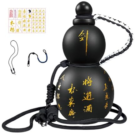900ML Bouteille De Gourde, Gourde En Forme De Bouteille D'eau, Style Rétro Chinois, Bouteille D'eau De Sport De Gourde Avec Couvercle, Bouteille D'eau De Accrocheuse Pour Randonnée En Salle De Sport