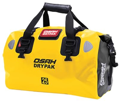 Greanthour Bolsa Seca Impermeable para Motocicleta,Cola de Equipaje Bolsa,Gran Espacio de Almacenamiento,los Hombros Adecuada para Ciclismo, Camping, Deportes Acuáticos(Amarillo, 25L)