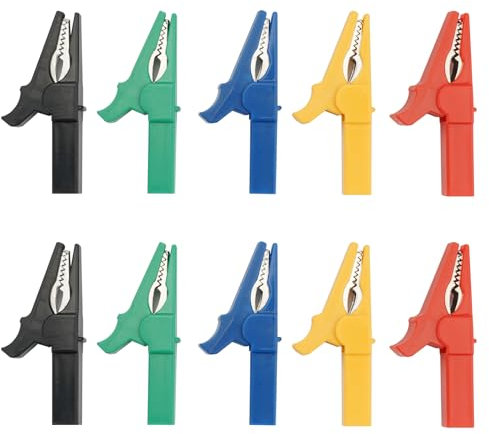 10 Pezzi Batteria a Coccodrillo Pinze a Coccodrillo per Auto, Pinze per Cavi Batteria, Morsetti a Coccodrillo, Morsetti a Coccodrillo Isolati per Automotive, Test Elettrici, Presa a Banana da 4 mm
