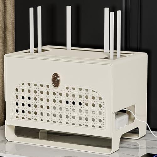 Rangement Box Internet,Boîte de Rangement pour Routeur WiFi,Cache Box WiFi,boite wifi,meuble box internet,Modem Cables Box,Étagère WiFi Décoration pour Salon Chambre Bureau,31.3*21*23cm