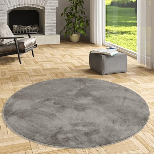 Pergamon Luxus Super Soft Hochflor Langflor Teppich Rund Flauschig Weich Wohnzimmer Schlafzimmer Melia Grau