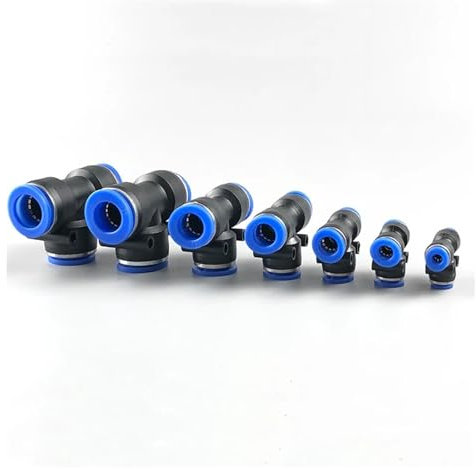 20pcs PE Air Connectors Pneumatic Fitting Quick 4mm 6mm 8mm 10 12MM Tee 3Way Pipe Water Hose Tube Connector AUOQKQUT(PEG 12-10)