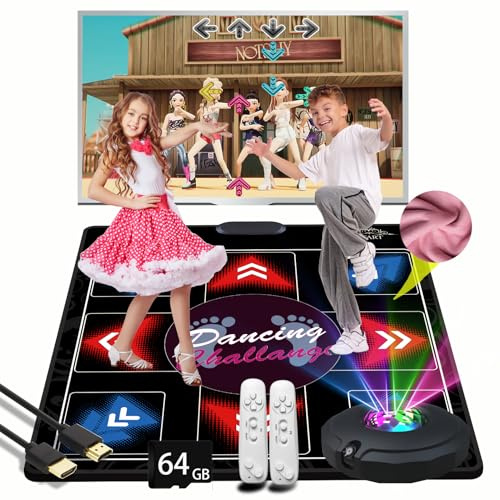 Tanzmatte für 1 Person mit Kamera, 64GB Karte, 650 Liedern, 1000 Spielen, 81 Musikvideos. Luxuriöses Geschenk für Jungen und Mädchen aus hochwertigem Flanell. Geeignet für den TV-Gebrauch