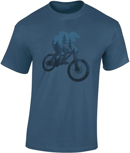 Fahrrad T-Shirt Herren : Forest Ride - MTB Mountainbike Shirt (Denim Blau XL)