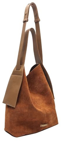 CORIOS Damen Wildleder Handtasche Herbst Winter Schultertasche Große Umhängetasche Retro Tragetasche Weiches Kunstleder Henkeltaschen Elegant Tote Beutel für Reise Arbeit Shopper Braun L
