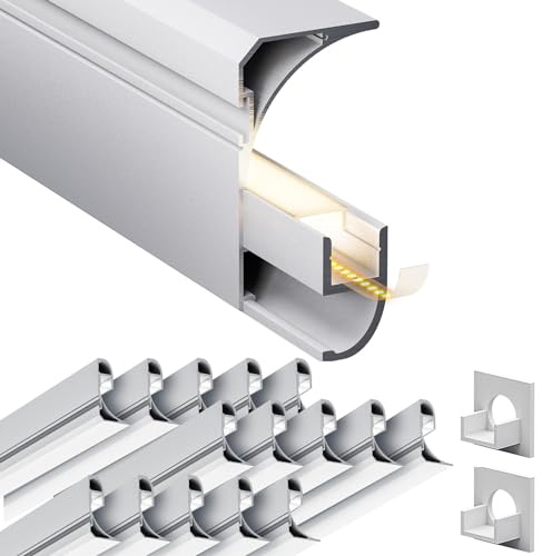 LASLUX 20 x LED Aluminium eckprofil 2 m (40 m) sockelleiste Led fussleisten Trockenbau Profil Deckenprofil für als 9 mm Led Streifen/Led Leisten/Led Schiene, für Sockel- und Eckmontage, 36,4 x 60,2 mm