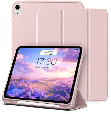 aoub Case for iPad 11th Generation 2025 (A16) 11 inch/ 10th Generation 2022 10.9 Inch, Case with Pencil Holder for iPad 11/10 Gen, TPU Soft Silicone Protective Cover, Auto Sleep/Wake, Pink