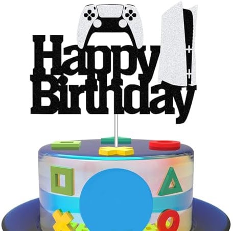 SGERUFZ Glitzer Tortendeko Gamer, Gaming Tortendeko Jungs, Kuchen Deko, Cake Topper Geburtstag Gamer, Videospiel Torten Deko Kindergeburtstag