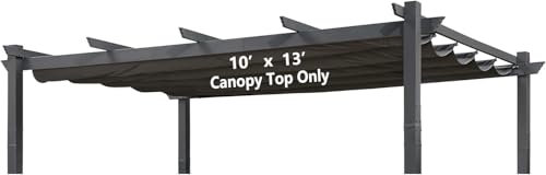 BOJAVOM Pergola Shade Cover for 10' X 13' Deck Porch Outdoor Retractable Durable Yarn-Dyed Fabric Canopy Replacement Cover Top Only Gray