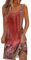 Robe Plage Femme, Robe Longue Femme Ete Robe Coton Mi Longue Fluide Femme Col Rond Robe Chic Et Elegant Fleurie Femme Marque sans Manches Vente en Ligne Robe Rouge L