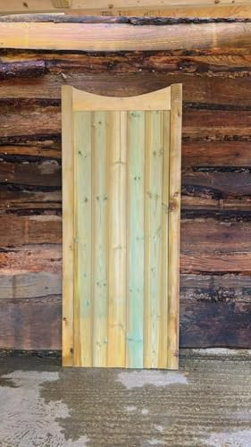 Wooden TVG CURVE NECK Garden Gate Pedestrian Gate Wooden Pressure Treated ((180cm High x 90cm Wide x 5cm Deep))