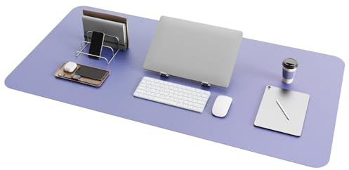 YSAGi Schreibtischunterlage, Premium Leder Mauspad, Lavendel, 100x50cm | Rutschfeste Schreibtisch Unterlage, Tischunterlage, Multifunktionales Mousepad Schreibtisch Organizer für Büro & Homeoffice