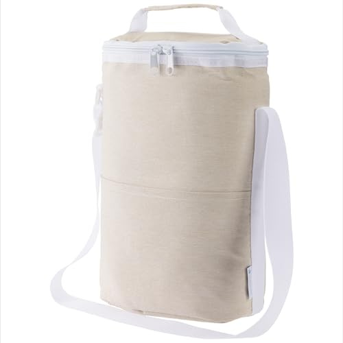 Navaris Kühltasche Flaschen - Flaschenkühler Unterwegs - Kühltasche Wein - Weinkühltasche - Weinhandtasche - Weinkühler Tasche - Flaschenkühltasche beige