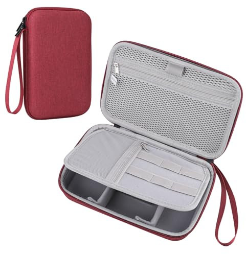 Teskyer Kabeltasche Organizer, Starre Schale, wasserdichte, Besserer Schutz, Großes Fassungsvermögen, Tragbar, Travel Essentials, Urlaub Must Haves, Weinrot