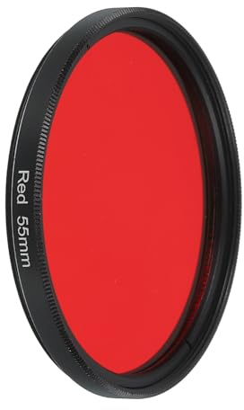 sourcing map 55 mm Objektivfilter, komplett roter Kamerafilter, Kratzschutz, optisches Glas, rund, fluoreszierende Filter, universell für Kamera-Objektiv
