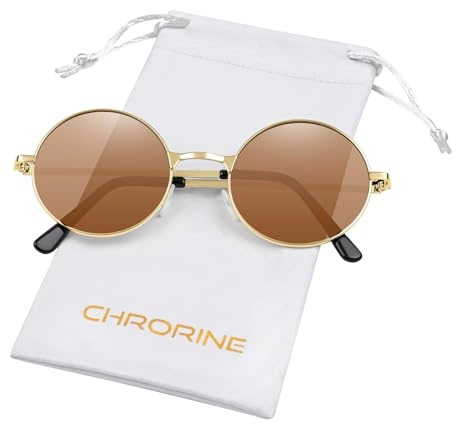 CHRORINE CHORINE Hippie Sonnenbrille Rund Retro Stil der 70er Jahre, für Damen und Herren, Party Accessoire, Festival Mode, Vintage Sonnenbrille