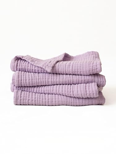 Viva Maison Musselin-Händehandtücher, 100 % türkische Baumwolle, dünn, weich, schnelltrocknend, fusselfrei, große Größe, 45,7 x 86,4 cm, Flieder, 4er-Pack