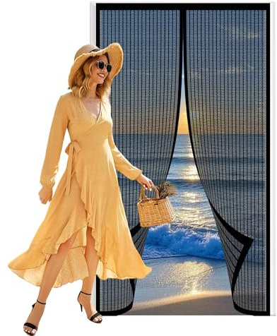 Zanzariera per Porta Finestra Magnetica 220 x 240 cm Protezione Insetti, Facile da Montare Senza Forare Zanzariera Magnetica Nero per Balcone Soggiorno, Nero