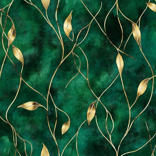 NKDYVB Abstrait Bleu Sarcelle Vert Or Papier peint autocollant Motif doré vert sarcelle 45cm x 1000cm Papier peint autocollant pour décoration de chambre à coucher