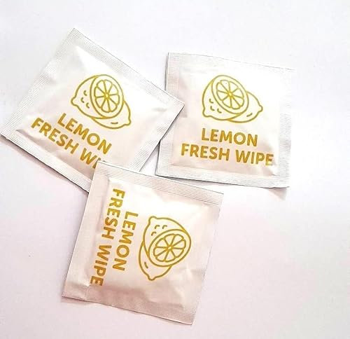 Grab & Go Lemon Fresh Wipe Sachets – Individually Wrapped Refreshing Wet Wipes – Handy Moist Towel for Hands and Face – Perfect for Takeaways, Restaurants, Catering, Travel, Office – 1000 Pack Box