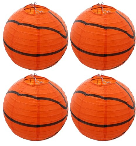JECOMPRIS 3 Stück Basketball Papierlaternen Faltbare Sport Motto Partydeko 20cm Basketball Laternen für Geburtstags und Sportveranstaltungen