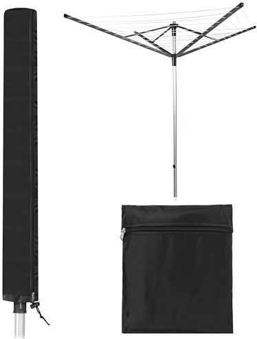 Housse Sechoir Parapluie Exterieur, Housse Seche Linge Parapluie pour Brabantia, Housses de Protection Imperméable 420D Oxford avec Fermeture Eclair pour Leifheit sèche-linge Rotatif(180x16x16cm)