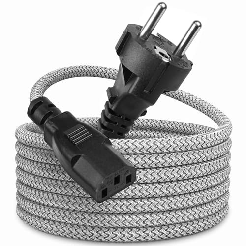 upHere Kaltgerätekabel 3m Stromkabel 3 polig Netzkabel mit Gerader Kaltgerätestecker für PC Monitor Drucker-CMSCEU02